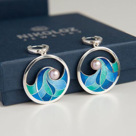 Sea Wave Open Earrings With Rose Pearls Sterling Silver 925 Cloisonne Enamel Round Earrings Blue Turquoise Earrings Enamel Jewelry in 2022 | Sea waves, Cloisonne enamel, Pearl sterling silver Mens Diamond Jewelry, Cloisonne Enamel Jewelry, Micro Mosaic Jewelry, Cloisonne Jewelry, Wave Jewelry, Cloisonne Earrings, Handmade Silver Jewellery, Art Jewelry Design, Safe Lock