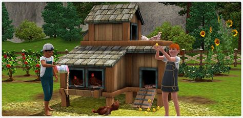 Chicken Coop The Sims 3 Store Around The Sims 4, Zoo Ideas, Animal Pen, Play Sims, Petting Zoo, Classy Decor, Baby Chicks, Sims House, Sims 4 Cc