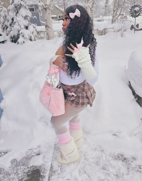 Jupiter Core, Kawaii Winter Outfits, Drip Harder, Dolly Fashion, Black Barbies, Barbie Summer, Cold Outfits, Black Femininity, Kawaii Fashion Outfits