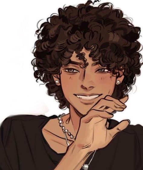 Anime Artist, A Drawing, A Boy, Curly Hair, Hair, Anime, Black