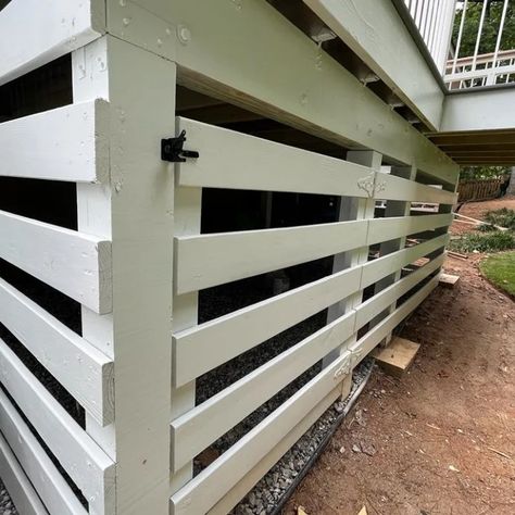 75 Deck Skirting Ideas You'll Love - July, 2024 | Houzz Cedar Deck Skirting, Deck Pickets Ideas, Horizontal Porch Skirting, Cover Bottom Of Deck, Under Deck Skirting Ideas Composite, Tall Deck Skirting Ideas, Enclosing Under Deck Ideas, Under Porch Covering, Lattice Alternatives Under Decks