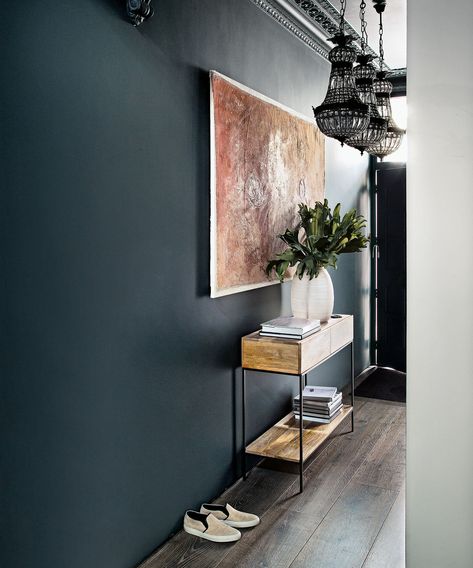 Narrow hallway ideas: 10 essential design rules for making a long space seem wider | Homes & Gardens | Hallway Ideas Grey, Grey Hallway Paint, Narrow Dark Hallway Ideas, Gray Hallway Ideas, Grey Hallway Ideas, Dark Hallway Ideas, Gray Hallway, Grey Hallway, Hallway Paint