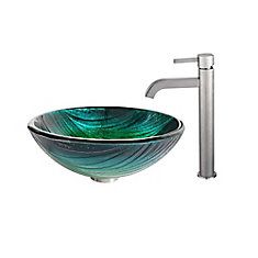 Nei Glass Vessel Sink with Ramus Faucet in Satin Nickel Glass Bathroom Sink, His And Hers Sinks, How To Wash Vegetables, Glass Vessel Sinks, Vessel Faucets, Glass Sink, Basin Design, Vessel Bathroom Sink, Bowl Sink