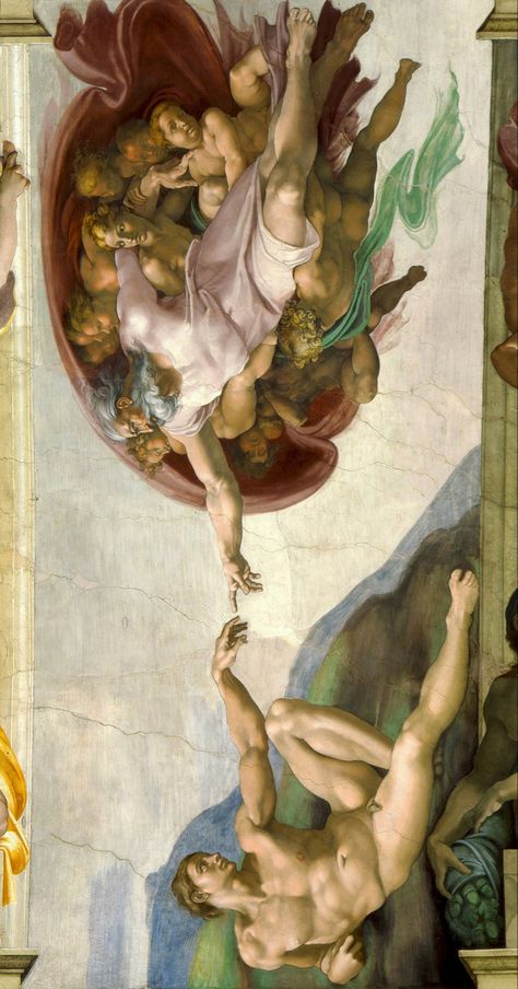 Michelangelo Paintings, Famous Art Paintings, The Creation Of Adam, Arte 8 Bits, Rennaissance Art, Baroque Art, Historical Painting, Art Painting Gallery, Biblical Art