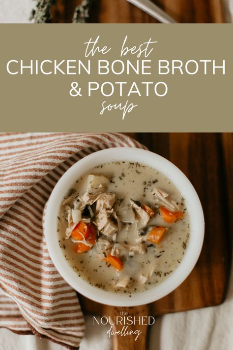 Soup For Sick, Bone Broth Soup Recipes, Dairy Free Soup Recipe, Chicken Bone Broth Recipe, Easy Soups To Make, Chicken Soup Crockpot, Bone Broth Soup, Broth Soup, Chicken Bone Broth