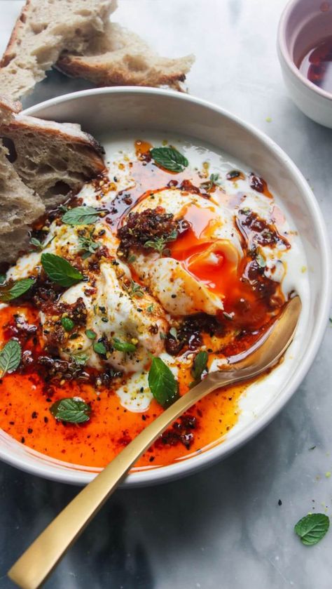 20 Minute 'Marry Me' Chicken - Dished by Kate Turkish Poached Eggs, Dukkah Recipe, Easy Chilli, Poached Egg Recipe, Turkish Eggs, Chilli Oil, Dairy Free Yogurt, Sundried Tomato, Egg Dishes