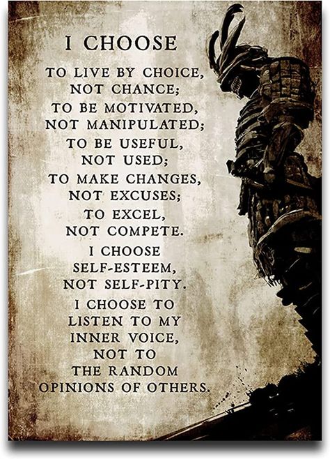 Amazon.com: I Choose To Live By Choice Vintage Inspirational Posters Canvas Quotes Wall Art Prints Picture Modern Giclee Painting Decoration Samurai Artwork Framed 16x24 inch(40x60cm): Posters & Prints Dont Quit Poem, Samurai Artwork, Japanese Samurai, Giclee Painting, Inspirational Posters, Canvas Quotes, I Choose, Painting Wall, Wall Art Quotes