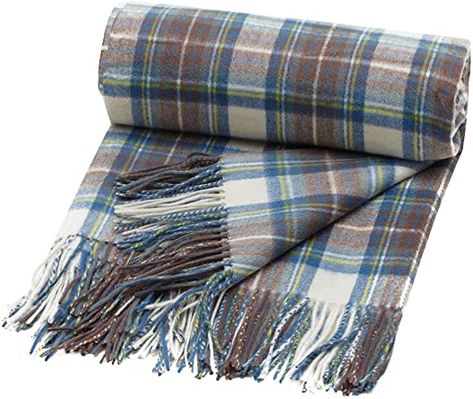 Oxfords Cashmere Pure Cashmere Tartan Blanket Theres No Place Like Home, Tartan Blanket, Cashmere Blanket, Tartan Design, No Place Like Home, Muted Blue, Blanket Sizes, Swaddle Blanket, Quilt Blanket