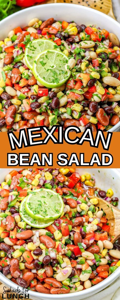 Mexican Dense Bean Salad, Taco Bean Salad, Mexican Side Salad Recipes, Heart Healthy Bean Salad, Salads With Beans Healthy, Bean Salad Mexican, Authentic Mexican Salad Recipes, Sides To Go With Mexican Food, Bean Dishes Healthy