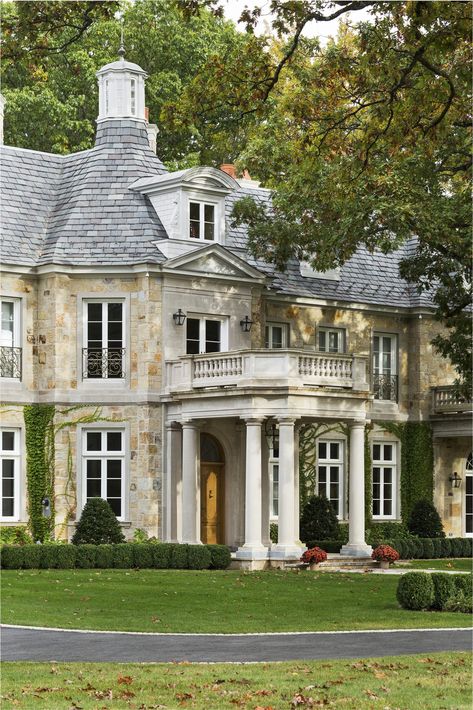 Georgian Fireplace, Manor Exterior, French Manor House, French Country Manor, Neoclassical Home, French Manor, French Country Exterior, Neoclassical House, Stone Mansion