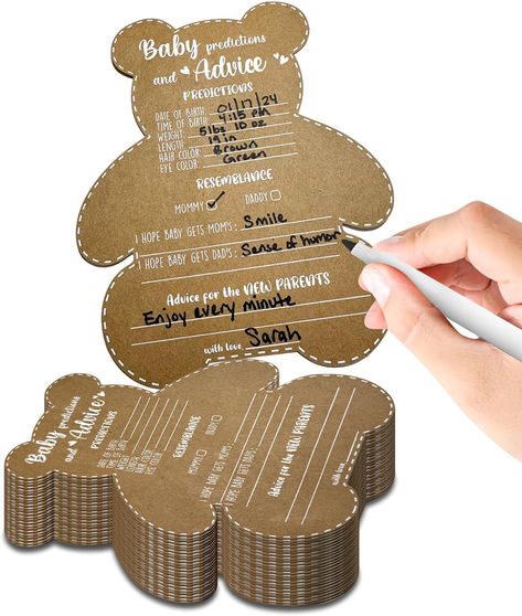 Baby Shower Games - Boy or Girl - We Can Bearly Wait Teddy Bear Baby Shower Advice Cards for Parents to Be - Set of 50 - Woodland Baby Shower Games (Teddy Bear) #ad #teddybear #teddybeargame #babyshower #babyshowergames #teddybearbabyshower Cards For Parents, Woodland Baby Shower Games, Bos Baby, Teddy Bear Baby Shower Theme, Baby Prediction Cards, Bear Baby Shower Theme, Baby Shower Advice Cards, Boy Baby Shower Ideas, Baby Shower Theme Decorations