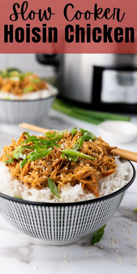 Hoisin Chicken Crockpot, Chinese Shredded Chicken, Asian Slow Cooker, Chicken Hoisin Sauce, Shredded Chicken Recipe, Shredded Chicken Crockpot, Hoisin Chicken, Slow Cooker Shredded Chicken, Chicken Honey