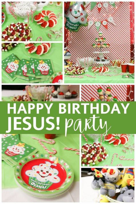 Birthday Party For Jesus, Childrens Ministry Christmas, Kids Church Christmas, Happy Birthday Jesus Party, Preschool Christmas Party, Jesus Birthday Party, Jesus Ideas, Church Christmas Party, Christmas Sunday School