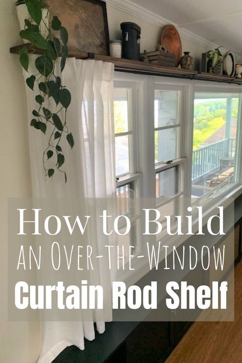 Curtain Rod Shelf, Living Room Window Decor, Casa Country, Living Room Windows, Ideas Living Room, Diy Home Improvement, New Wall, Ideas Living, Curtain Rod