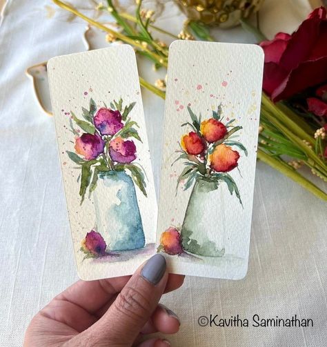 Bookmarks Watercolor, Purple Bookmark, Painted Bookmarks, Floral Bookmarks, 26 Jan, Watercolor Bookmarks, Diy Watercolor Painting, Watercolor Paintings Easy, Watercolor Flower Art