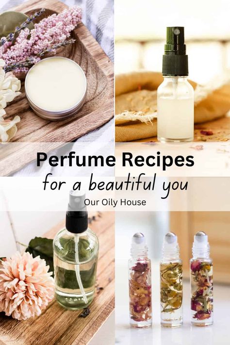 Craft your own luxurious perfumes and signature scents with this collection of DIY perfume recipes. With only natural ingredients and essential oils for fragrance, you can feel great using homemade perfume on your skin. Essential Oil Recipes Vanilla, Natural Homemade Perfume, Home Made Perfume Recipes, Herbal Perfume Recipes, Alcohol Free Perfume Diy, All Natural Perfume Recipes, Making Soap With Essential Oils, Lemon Verbena Perfume Diy, Diy Natural Perfume Recipes