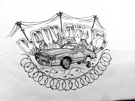 Lowrider Drawings, Easy Graffiti Drawings, Graffiti Art Letters, Flower Tattoo Drawings, Saved Tattoo, Mexican Culture Art, Cholo Art, Lowrider Art, Tattoo Zeichnungen