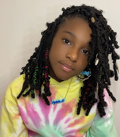 Butterflies Locs, Crochet Hair For Kids, Cute Butterfly Locs, Short Butterfly Locs, Kids Crochet Hairstyles, Hair For Kids, Brown Box Braids, Butterfly Locs Crochet Hair, Butterfly Locs Crochet