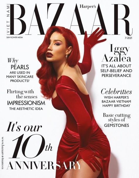 Iggy Azalea on Harper's Bazaar Vietnam July 2021 Cover. Photo: Thom Kerr Bazaar Magazine, Zebra Print Dress, Fashion Magazine Cover, Iggy Azalea, Jessica Rabbit, Female Rappers, Harper’s Bazaar, A Magazine, Harpers Bazaar