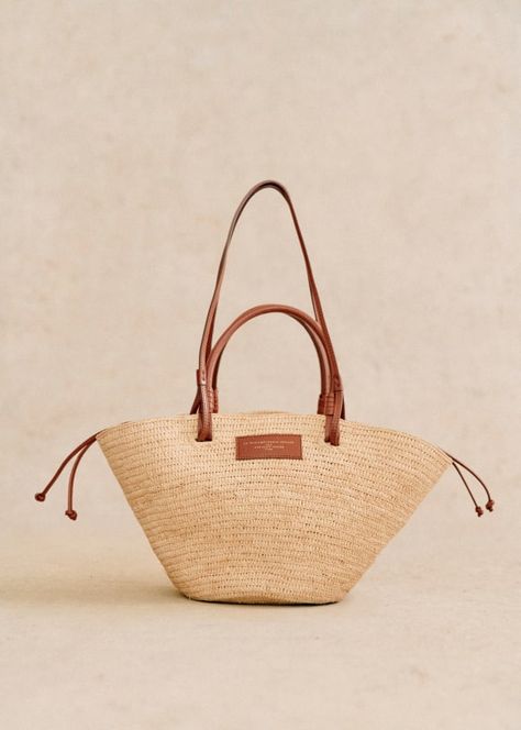 Justine Basket - Natural Raffia  - Raffia - Sézane Woven Raffia, Basket Bag, Best Bags, Small Leather Goods, Green Leather, Leather Goods, Parisian Style, Embroidered Flowers, Small Bags