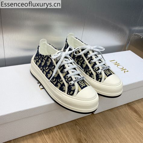 Dior WalknDior Sneaker Deep Blue Dior Oblique Embroidered Cotton Tenis Dior, Ralph And Russo Shoes, Martiniano Shoes, Thom Browne Shoes, Tenis Converse, Blue Dior, Moschino Shoes, Roger Vivier Shoes, Tom Ford Shoes