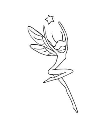 Fairies Drawing Easy, Small Simple Fine Line Tattoos, Fairy Outline Simple, Minimal Fairy Tattoo, Cute Fairy Drawings, Tiny Fairy Tattoo, Simple Fairy Tattoo, Simple Fairy Drawing, Pixie Drawing