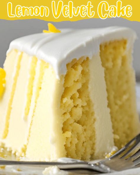 Lemon Velvet Cake Pie, Cooktop Cove Lemon Velvet Cake With Lemon Cream Cheese Frosting, Tangy Lemon Cake, Lemon Crème Cake, Lemon Meringue Cake Recipe, Lemon Cake Box Recipes, Lemon Box Cake Recipes, Lemon Velvet Cake Recipe, Italian Lemon Cream Cake