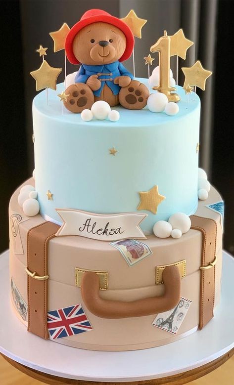 Pretty Cake Designs for Any Celebration : Paddington Bear Birthday Cake Pretty Cake Designs, Pretty Cake Ideas, Cute Cake Decorating, Rođendanske Torte, Paddington Party, Adventure Cake, Oso Paddington, Bear Birthday Cake, Baby 1st Birthday Cake