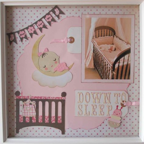 (Now+I+lay+me)+Down+to+Sleep - Scrapbook.com I used my Cricut and several carts to compose this layout featuring my newborn sleeping in her crib. Carts include: April Showers, Baby Stpes, CTMH Art Philosophy, and Storybook (S) Gender Reveal Scrapbook Ideas, Newborn Scrapbook Ideas, Scrapbooking Baby Girl, Diy Baby Book, Baby Shower Scrapbook, Baby Boy Scrapbook Layouts, Pregnancy Scrapbook, Newborn Sleeping, Nursery Layout