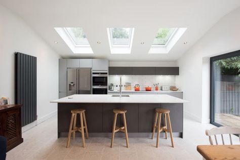 Big Kitchen Design, Skylight Installation, Skylight Kitchen, Skylight Window, Renovation Budget, Big Kitchen, Kitchen Design Trends, Exterior Remodel, Kitchen Upgrades