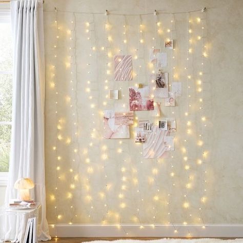 Basic Beds Platform Bed Beds & Headboards | Pottery Barn Teen Pottery Barn Teen Bedding, Curtain String Lights, Cute Diy Room Decor, Double Curtains, Teen Room Decor, Curtain Lights, Decorative Pottery, Teen Room, Twinkle Lights