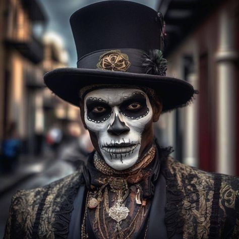 Voodoo Costume Men, Voodoo Skull Makeup, Voodoo Makeup Men, Voodoo Halloween Makeup, Day Of The Dead Makeup Men, Man Skull Makeup, Voodoo Makeup, Voodoo Costume, Voodoo Halloween