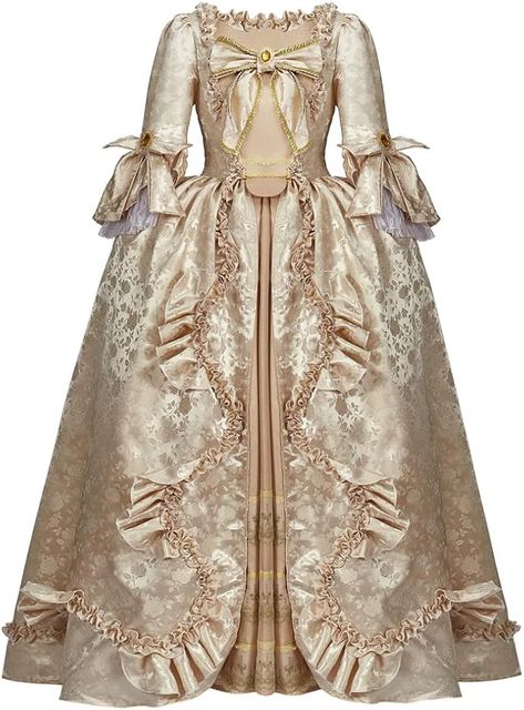 Amazon.com: RoleplayCos Court Rococo Baroque Marie Antoinette Ball Dresses 18th Century Victorian Dress Ball Gowns Royal Women Costume (L, Gold) : Clothing, Shoes & Jewelry Victorian Dress Costume, Madame Pompadour, Gothic Victorian Dresses, Rococo Dress, Antoinette Dress, Rococo Fashion, Period Dress, Historical Dresses, Women's Costumes