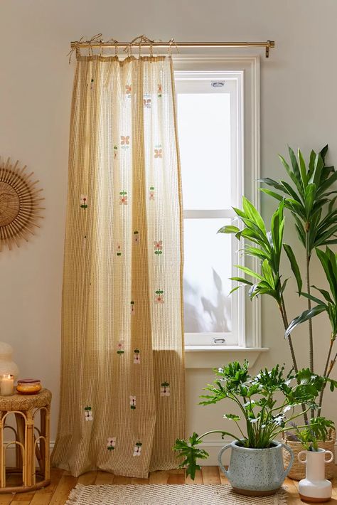 Urban Outfitters Curtains, Bamboo Beaded Curtains, Plain Curtains, Home Curtains, Window Panels, Drapes Curtains, Room Inspo, Interior Exterior, Home Interior Design