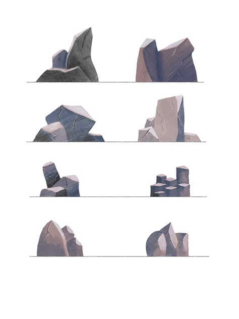 Rock Design Concept Art: Procreate on Behance Bouldering Illustration, Rocks Illustration, Stone Illustration, Rock Illustration, Rock Drawing, Drawing Rocks, Concept Art Tutorial, 2d Game Art, Landscape Concept