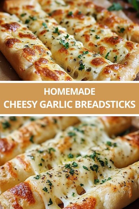 Fun Different Dinner Ideas, Cheesy Breadsticks Recipe, Cheesy Garlic Sticks, Garlic Bread From Pizza Dough, Homemade Cheesy Breadsticks, Garlic Cheesy Bread Recipe, Bread Sticks From Pizza Dough, Pizza Bread Recipe Easy, Homemade Garlic Bread Sticks