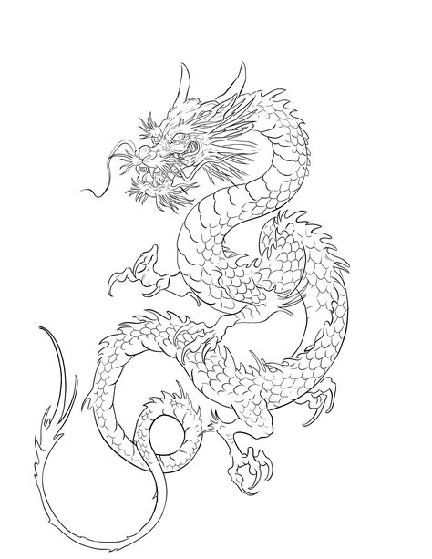 Dragon Tattoo Outline, Chinese Dragon Drawing, Japanese Inspired Art, Dragon Tattoo Sketch, Sisters Tattoo, Chinese Dragon Tattoos, Japan Illustration, Arm Band Tattoo, Tattoo Stencil Outline