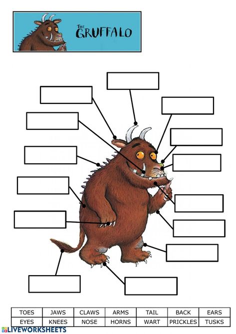 The Gruffalo Activities, Communication And Language Activities, Gruffalo Characters, Gruffalo Activities, Rhyming Words Worksheets, Words Worksheet, Gruffalo's Child, Kindergarten Freebies, Fun Classroom Activities