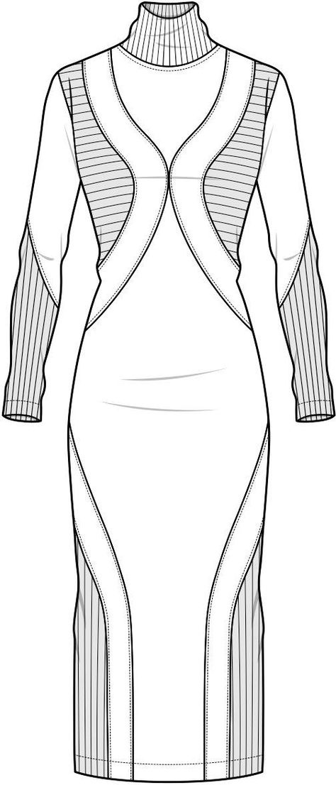 Flat sketch | ♦F&I♦ Fashion Flats Sketches, Flat Dress Sketch, Flat Sketch Of Dress, Knit Technical Drawing, Dresses Flat Sketch, Fashion Flat Sketches Technical Drawings, Technical Drawing Fashion Dress, Flat Sketches Dress, Knit Sketch