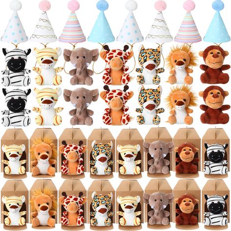 PRICES MAY VARY. Sufficient Quantity: you will get 20 mini forest animal plush keychain toys, covering 7 different animal styles, including 3 lions, 3 tigers, 3 monkeys, 3 elephants, 3 giraffes, 3 leopards, and 2 zebra; There are also 20 miniature birthday hats and 20 gift boxes; There are plenty of these cute and stylish animal toys to share with family and friends at events like birthday parties Proper Size: each small jungle animal plush is about 4.7 x2.7 inches/ 12 x 7cm, portable and lightw Adopt Me Party Favor, Zoo Birthday Party Favors, Party Animal Birthday Favors, Wild One Birthday Favors, Zoo Two Birthday Party, Wild One Decor, One Year Old Party Favors, Animal Second Birthday Party, Indoor Toddler Birthday Party Activities