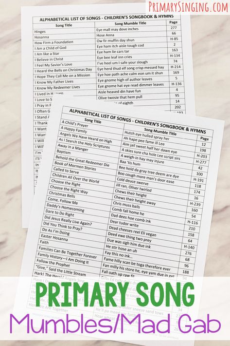 Review Games For Primary Songs, Fun Ways To Review Primary Songs, Lds Singing Time Review Games, Silly Phrases, How To Teach A New Song In Primary, Lds Primary Games, Mad Gab, Lds Primary Singing Time Review Games, Lds Primary Songs