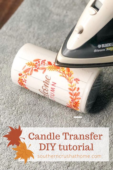 Create one of a kind candles using this easy diy napkin transfer technique. Unique gifts from wax candles or battery operated candles, iron on transfer of photos, tissue, or napkins. #southerncrushathome #diycandles #candletransfer #napkintransfer #waxcandles Candle Image Transfer, Napkin Transfer, Candle Transfer, Diy Photo Candles, Amazing Candles, Creation Bougie, Decoupage Candles, Transférer Des Photos, Diy Candles Easy