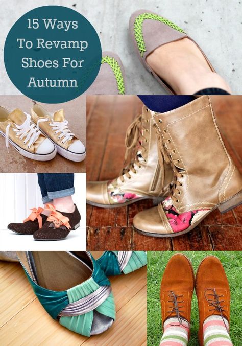 15 Ways to Customize Your Own Shoes for Fall - so many Mod Podge options! Upcycle Shoes, Diy Clothes Refashion Videos, Shoe Refashion, Shoe Makeover, Diy Clothes Refashion, Diy Clothes Videos, Old Shoes, Upcycled Fashion, Shoe Clips