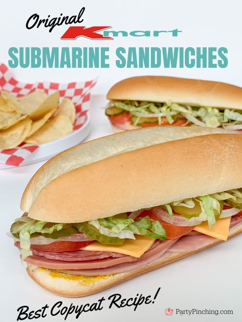 Best Submarine Sandwich, Copycat Kmart Sub, Kmart Submarine Sandwich, Kmart Subs Easy Recipes, Quiznos Sandwiches Copycat, Chuck Wagon Sandwich, Best Picnic Sandwiches, Kmart Sub Sandwich, Submarine Recipes