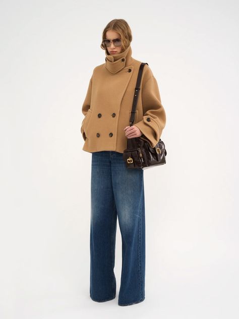 Chloé Oversized Short Coat In Wool | Chloé US Short Coat Outfit, Wool Short Coat, Winter Coat Short, Oversized Wool Coat, Chloe Clothing, Cape Coat, Oversized Coat, Coat Outfits, Fall Jackets