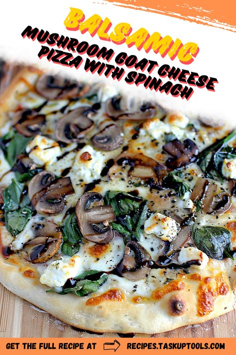 Indulge in a culinary delight with our Balsamic Mushroom Goat Cheese Pizza with Spinach. This irresistible fusion combines earthy mushrooms, tangy goat cheese, and vibrant spinach drizzled with a rich balsamic glaze. Perfect for gourmet pizza nights or impressing guests, this recipe is a flavor-packed journey that redefines pizza toppings. Discover the perfect balance of savory ingredients, and elevate your pizza experience with a dish that's as sophisticated as it is delicious. Pin now to bring a taste of gourmet Balsamic Mushroom Pizza, Goat Cheese Fig Pizza, Pizza With Balsamic Glaze, Gourmet Pizza Toppings, Berry Pizza, Pizza With Spinach, Mushroom Goat Cheese, Balsamic Mushroom, Fig Pizza