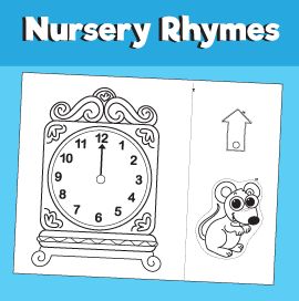 Hickory Dickory Dock Printable Craft Hickory Dickory Dock Craft, Frogs Craft, Ark Craft, Speckled Frogs, Truck Crafts, Nursery Rhymes Activities, Sunday School Coloring Pages, 1 Mai, Hickory Dickory Dock