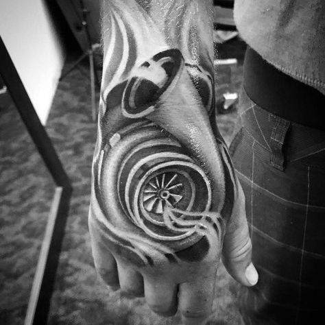 Turbo Tattoo Design Ideas For Men Turbo Tattoo, Mama Tattoos, Piston Tattoo, Engine Tattoo, Herren Hand Tattoos, Tattoo Quotes For Men, Mechanic Tattoo, Biker Tattoos, Tattoo Wrist