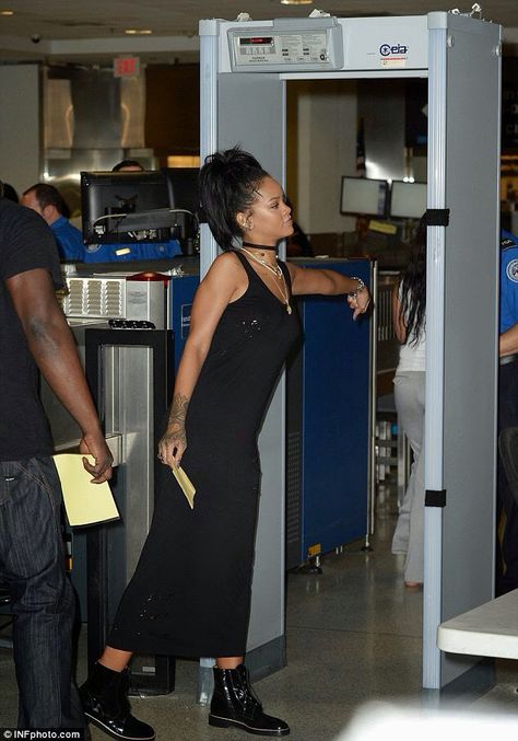 Rihanna Rihanna Airport Style, Rihanna Airport, Airport Security, Airport Style, Make It Through, Daily Look, Dress Codes, Rihanna, One Shoulder Formal Dress