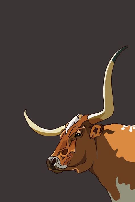 Drawing of a longhorn Texas Long Horn Drawing, Southern Wallpaper, Bulls Wallpaper, Long Horns, Ut Longhorns, Cute Iphone Wallpaper Tumblr, Cow Wallpaper, Cow Print Wallpaper, Longhorn Cattle